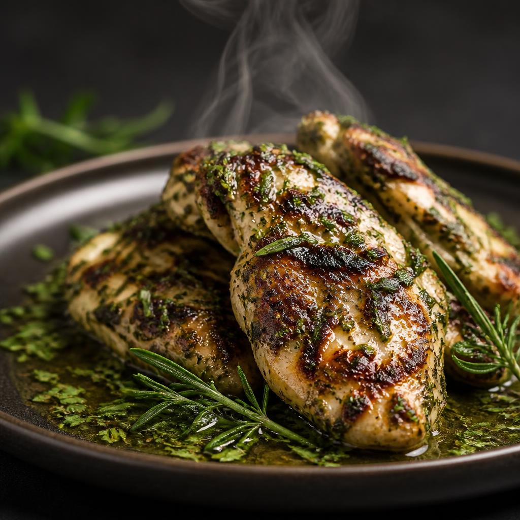 Fresh Herb marinade plated as a finished meal